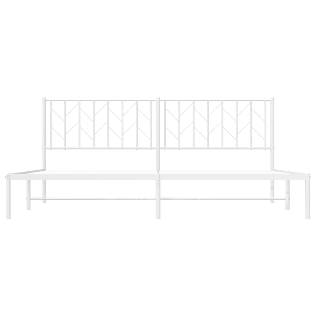 Cadre de lit métal sans matelas et tête de lit blanc 193x203 cm - XIOS