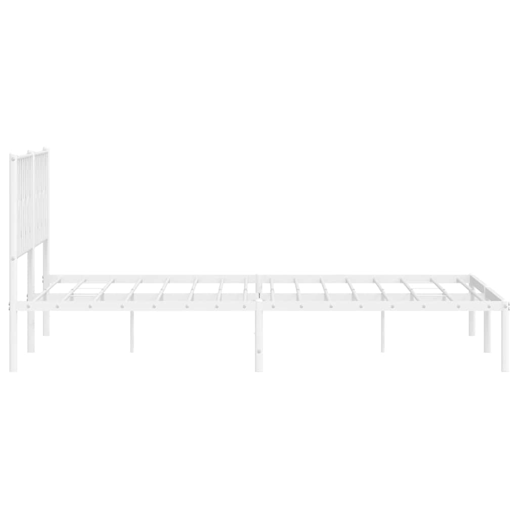 Cadre de lit métal sans matelas et tête de lit blanc 193x203 cm - XIOS