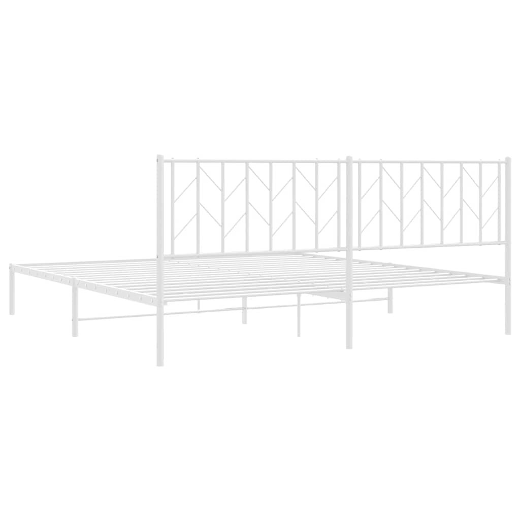 Cadre de lit métal sans matelas et tête de lit blanc 193x203 cm - XIOS