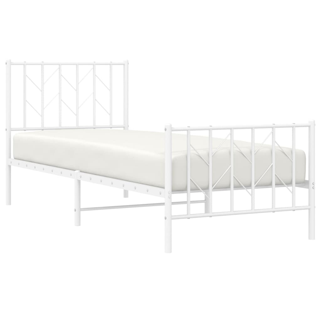Cadre de lit métal sans matelas avec pied de lit blanc 80x200cm - XIOS