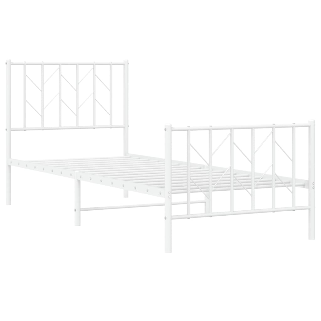 Cadre de lit métal sans matelas avec pied de lit blanc 80x200cm - XIOS