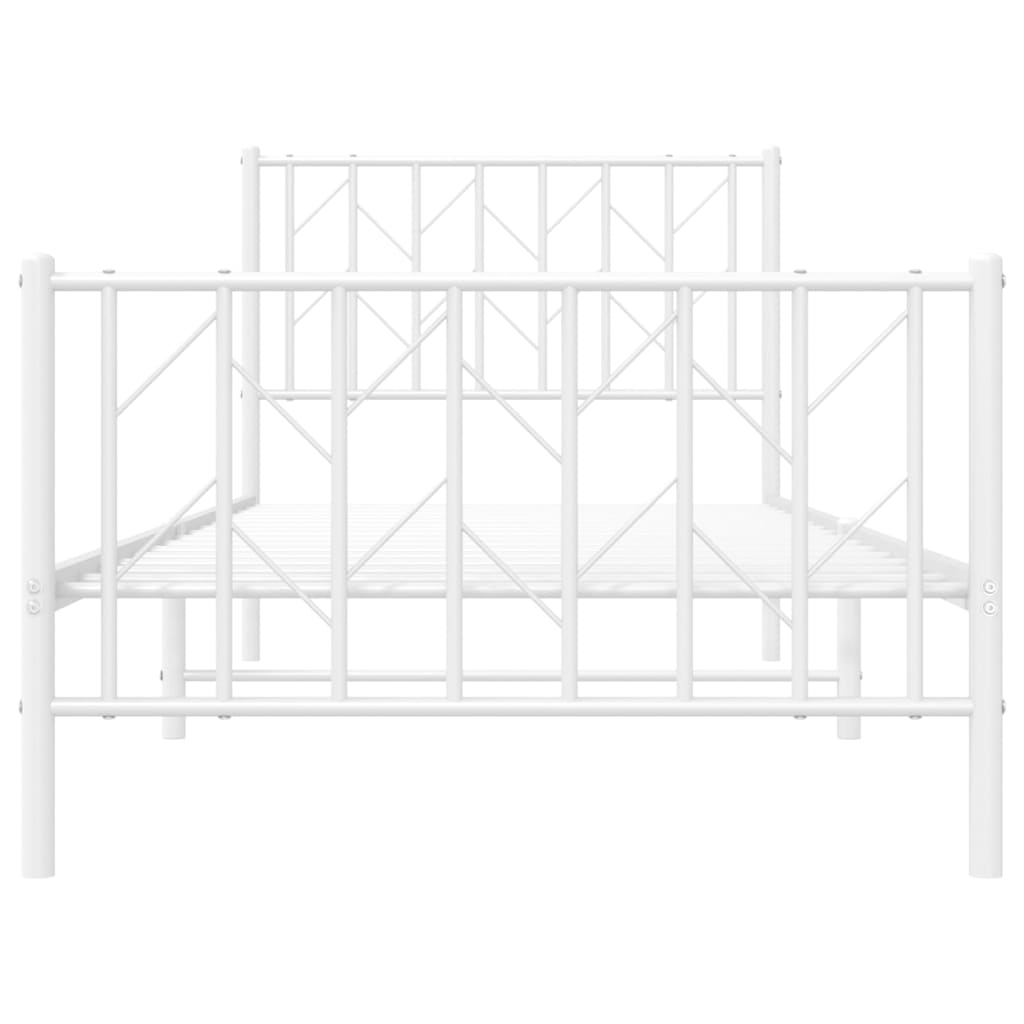 Cadre de lit métal sans matelas avec pied de lit blanc 90x200cm - XIOS