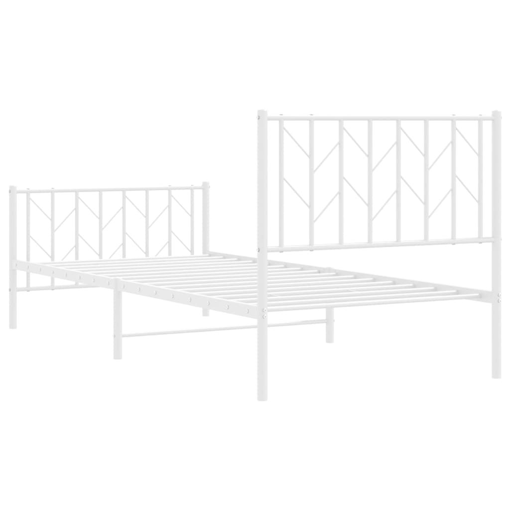 Cadre de lit métal sans matelas avec pied de lit blanc 90x200cm - XIOS