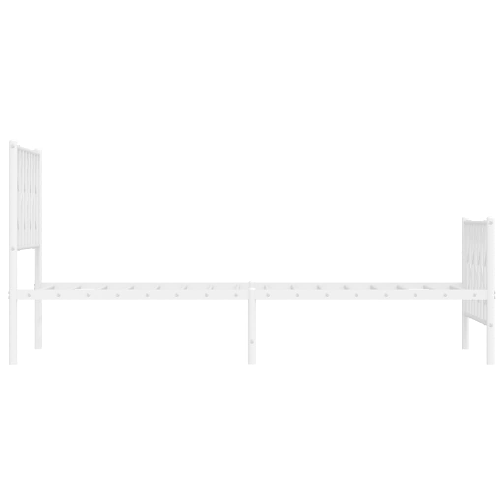 Cadre de lit métal sans matelas et pied de lit blanc 100x190 cm - XIOS