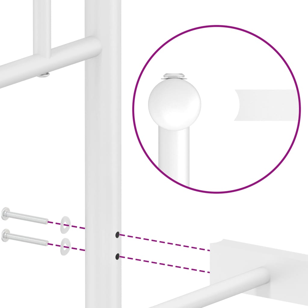 Cadre de lit métal sans matelas et pied de lit blanc 100x190 cm - XIOS