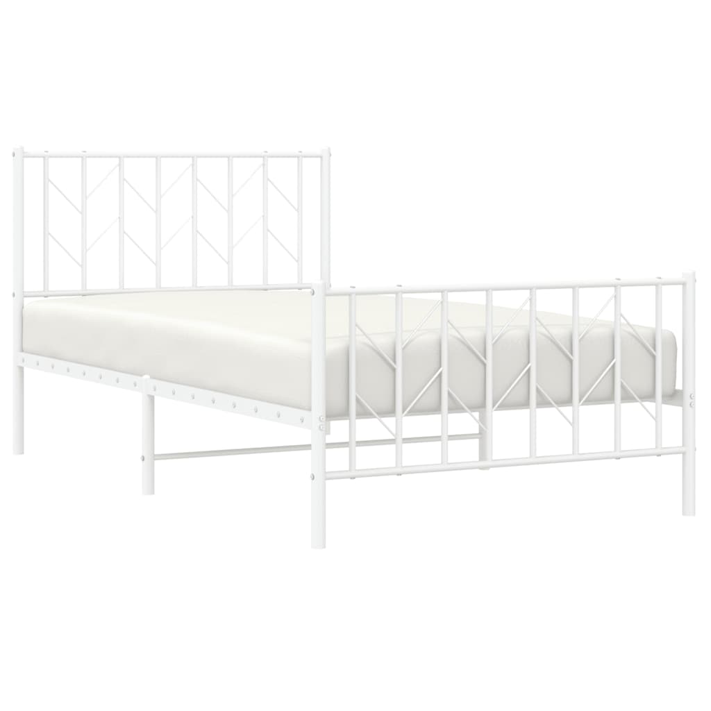 Cadre de lit métal sans matelas et pied de lit blanc 100x200 cm - XIOS