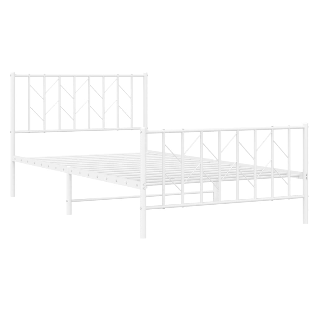 Cadre de lit métal sans matelas et pied de lit blanc 107x203 cm - XIOS