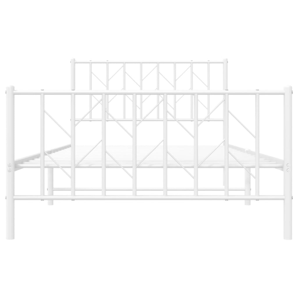Cadre de lit métal sans matelas et pied de lit blanc 107x203 cm - XIOS