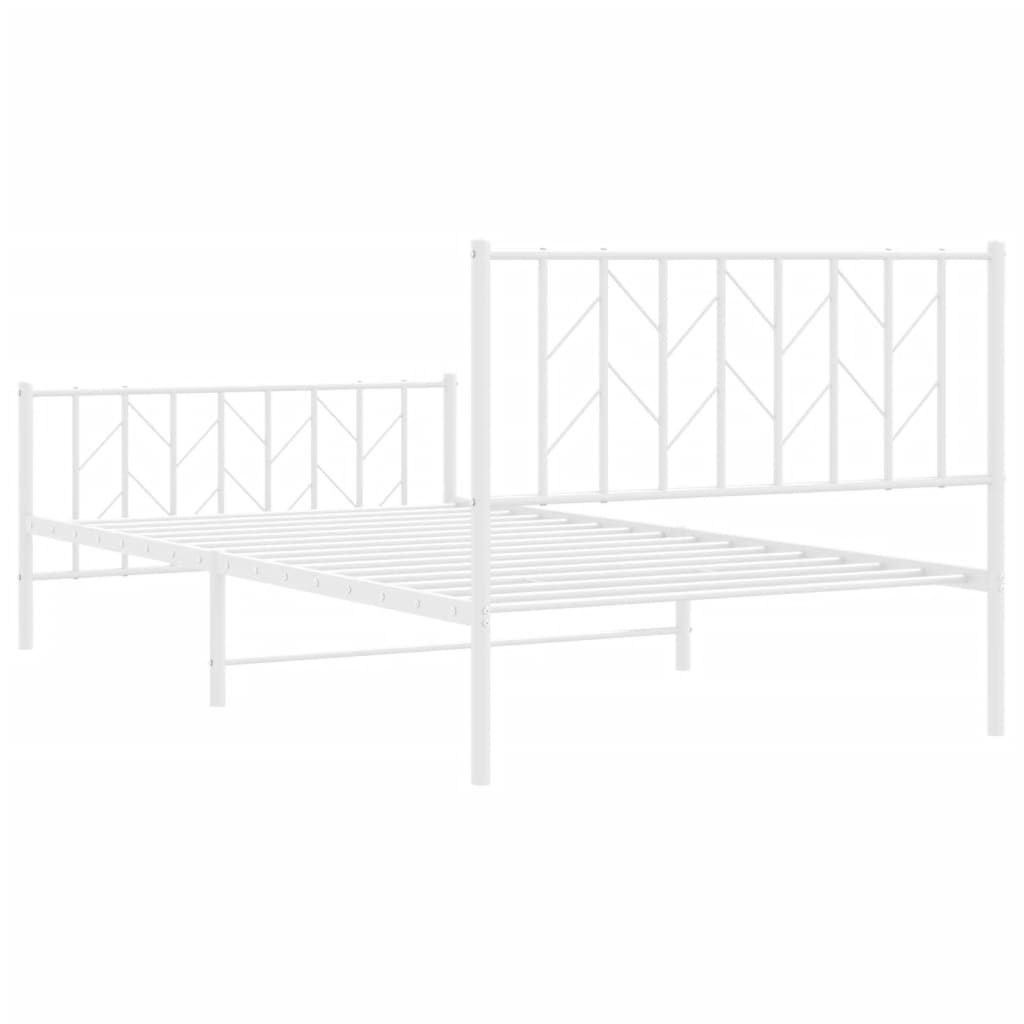 Cadre de lit métal sans matelas et pied de lit blanc 107x203 cm - XIOS