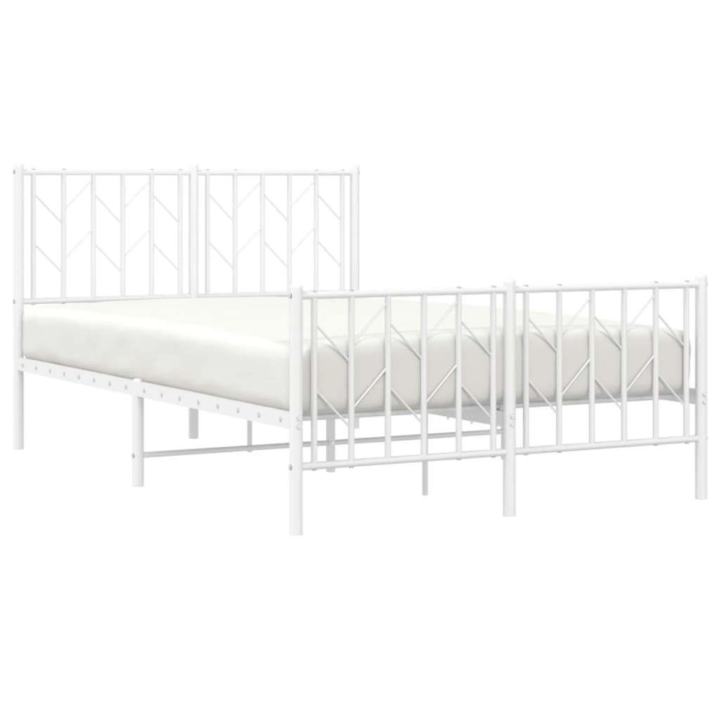 Cadre de lit métal sans matelas et pied de lit blanc 120x190 cm - XIOS