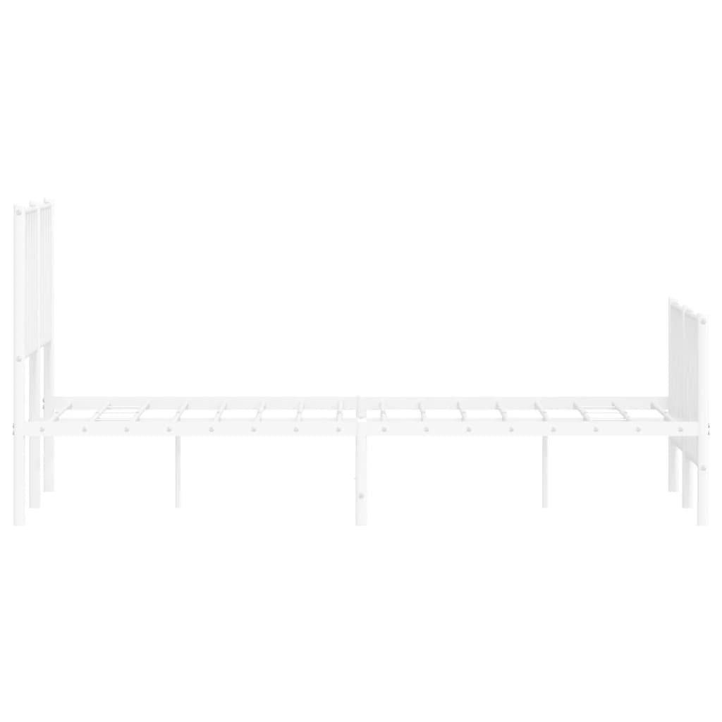 Cadre de lit métal sans matelas et pied de lit blanc 120x190 cm - XIOS