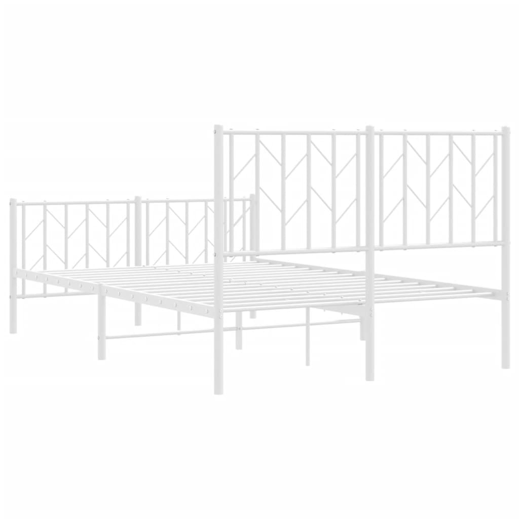 Cadre de lit métal sans matelas et pied de lit blanc 120x190 cm - XIOS