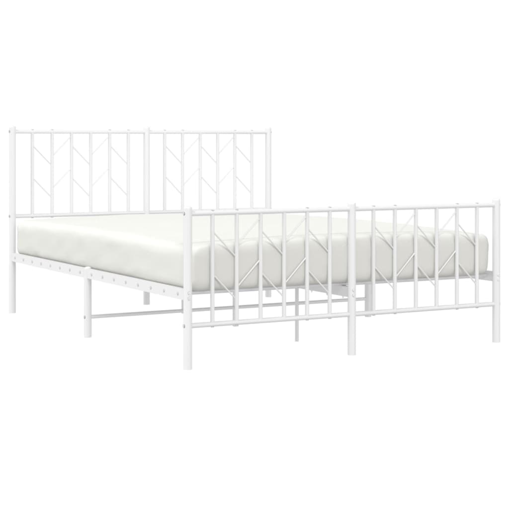Cadre de lit métal sans matelas et pied de lit blanc 135x190 cm - XIOS