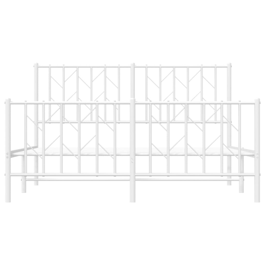 Cadre de lit métal sans matelas et pied de lit blanc 135x190 cm - XIOS
