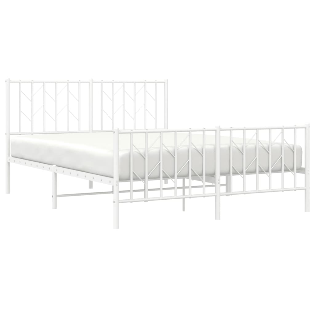 Cadre de lit métal sans matelas et pied de lit blanc 140x190 cm - XIOS