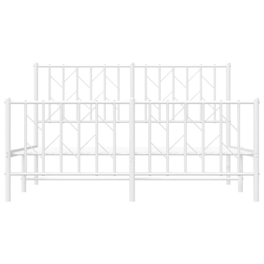 Cadre de lit métal sans matelas et pied de lit blanc 140x190 cm - XIOS
