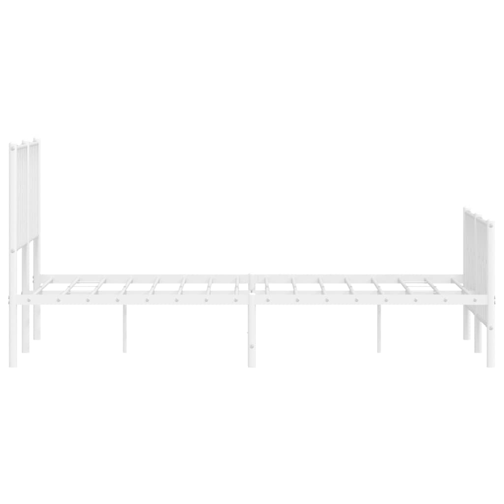 Cadre de lit métal sans matelas et pied de lit blanc 140x190 cm - XIOS