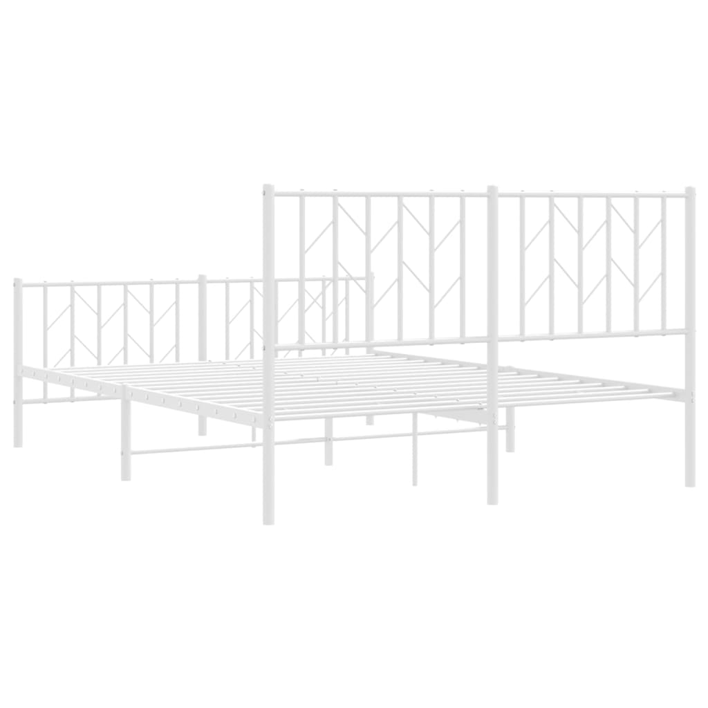 Cadre de lit métal sans matelas et pied de lit blanc 140x190 cm - XIOS