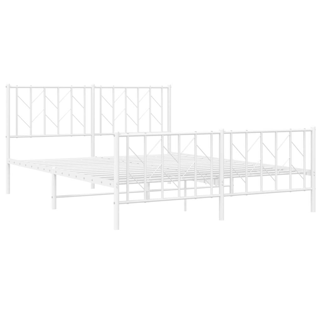 Cadre de lit métal sans matelas et pied de lit blanc 150x200 cm - XIOS