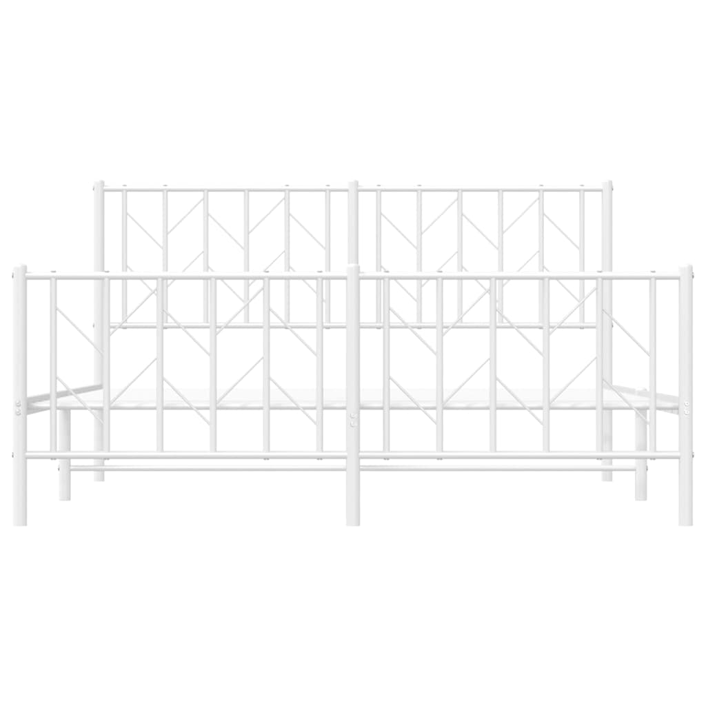 Cadre de lit métal sans matelas et pied de lit blanc 150x200 cm - XIOS