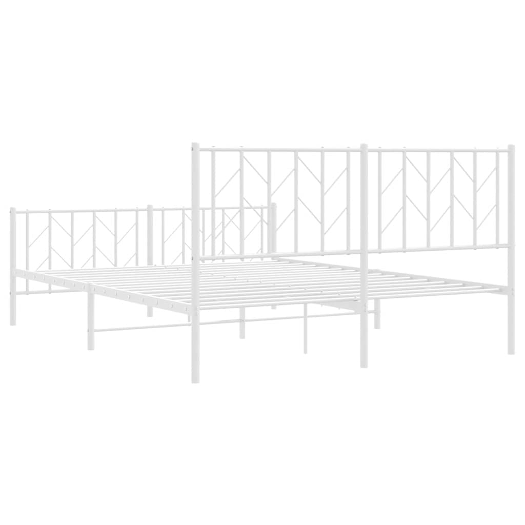 Cadre de lit métal sans matelas et pied de lit blanc 150x200 cm - XIOS