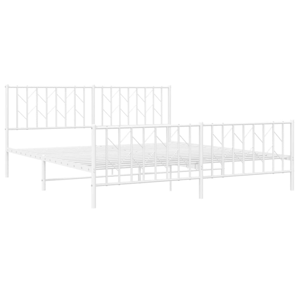 Cadre de lit métal sans matelas et pied de lit blanc 183x213 cm - XIOS