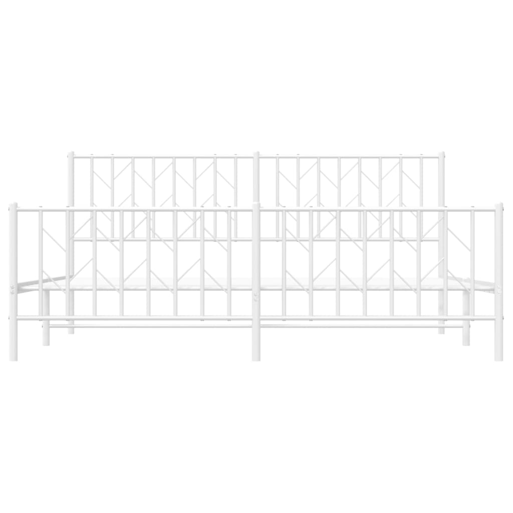 Cadre de lit métal sans matelas et pied de lit blanc 183x213 cm - XIOS