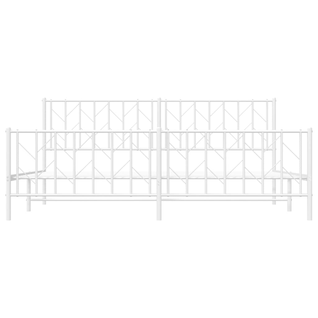 Cadre de lit métal sans matelas et pied de lit blanc 193x203 cm - XIOS