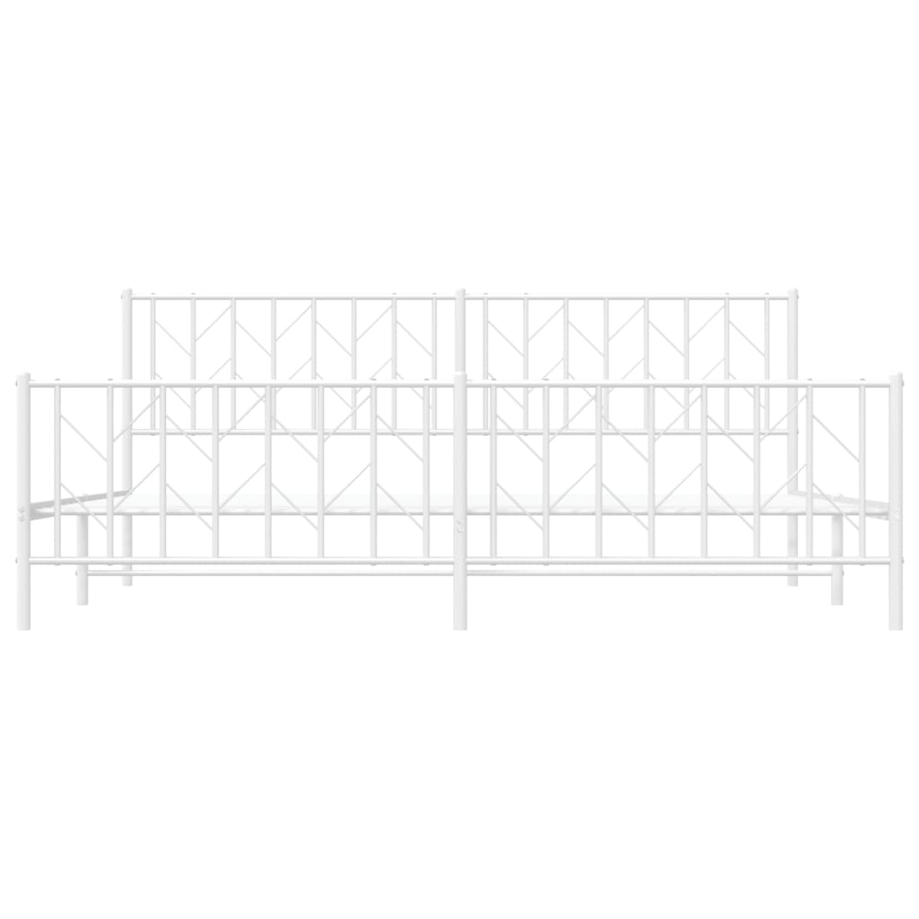 Cadre de lit métal sans matelas et pied de lit blanc 200x200 cm - XIOS