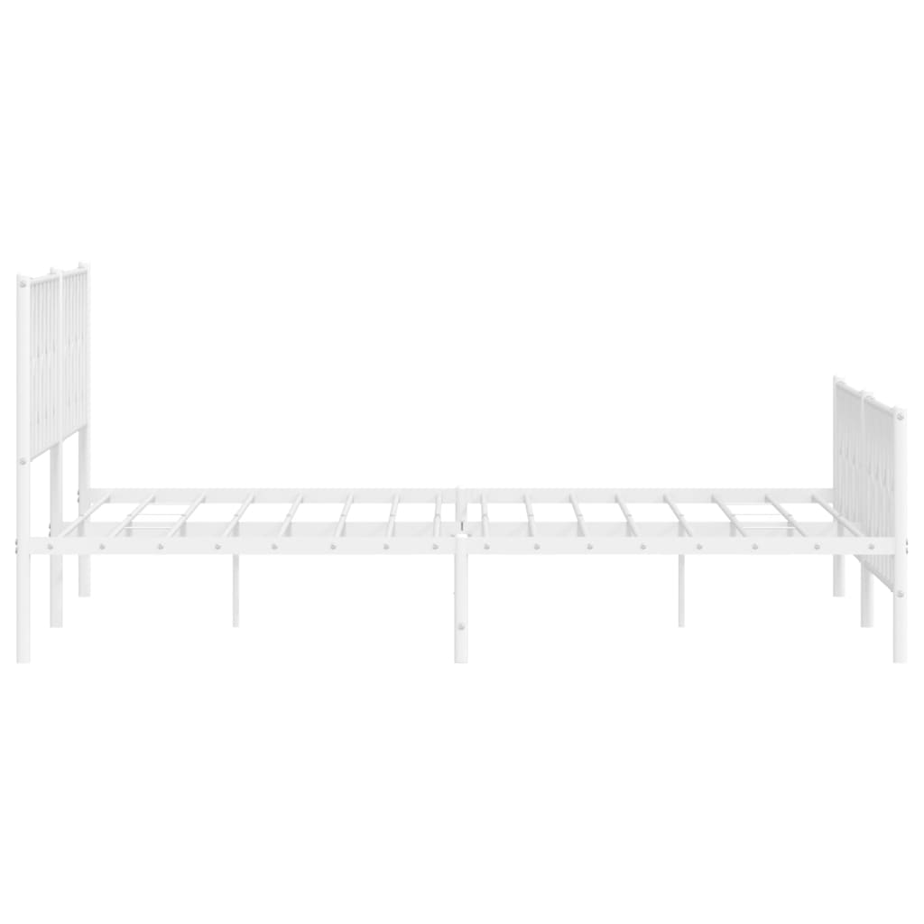 Cadre de lit métal sans matelas et pied de lit blanc 200x200 cm - XIOS