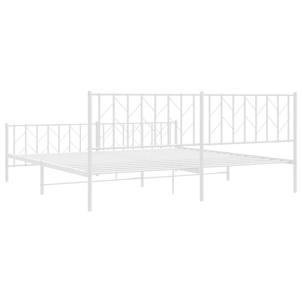 Cadre de lit métal sans matelas et pied de lit blanc 200x200 cm - XIOS