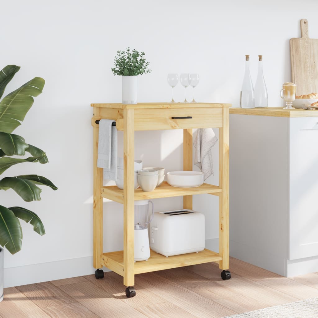 Chariot de cuisine MONZA 60x40x90 cm bois massif de pin - XIOS