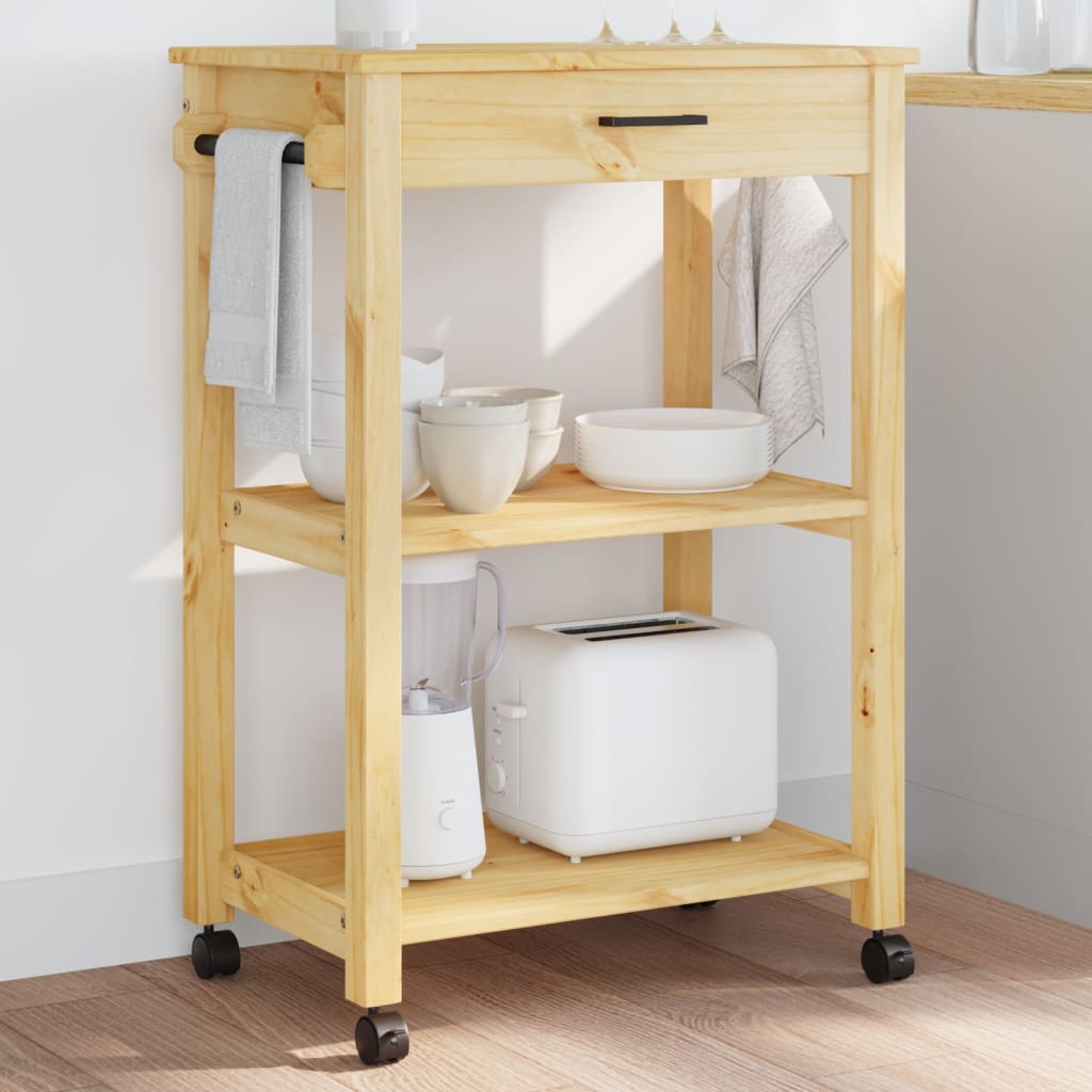 Chariot de cuisine MONZA 60x40x90 cm bois massif de pin - XIOS