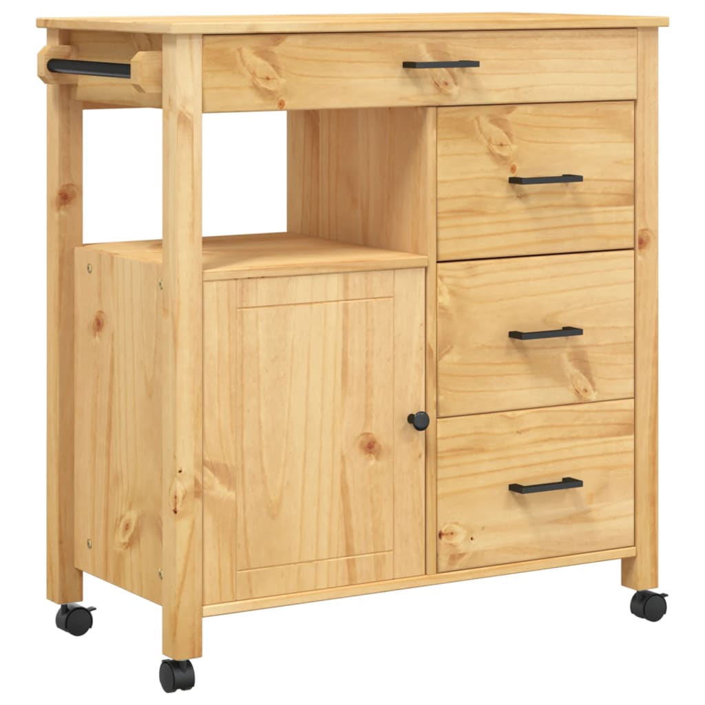 Chariot de cuisine MONZA 84x40x90 cm bois massif de pin - XIOS