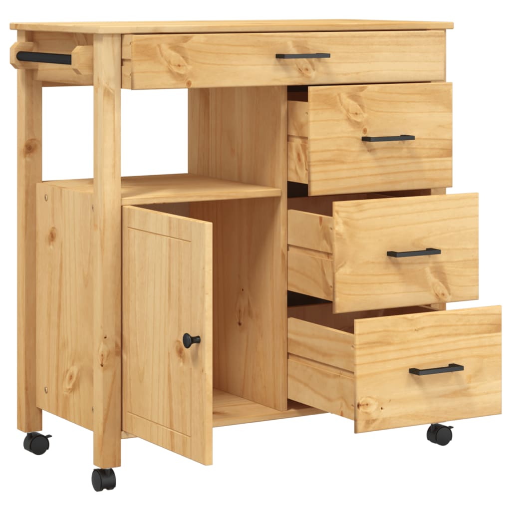 Chariot de cuisine MONZA 84x40x90 cm bois massif de pin - XIOS