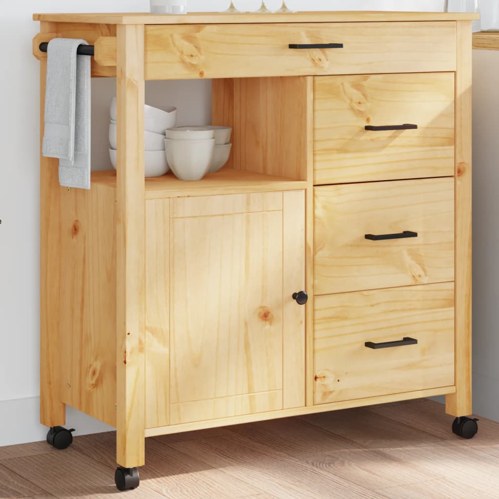Chariot de cuisine MONZA 84x40x90 cm bois massif de pin - XIOS