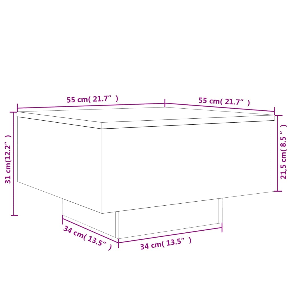 Table basse blanc 55x55x31 cm bois d'ingénierie - XIOS