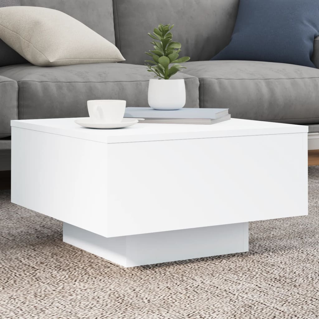 Table basse blanc 55x55x31 cm bois d'ingénierie - XIOS