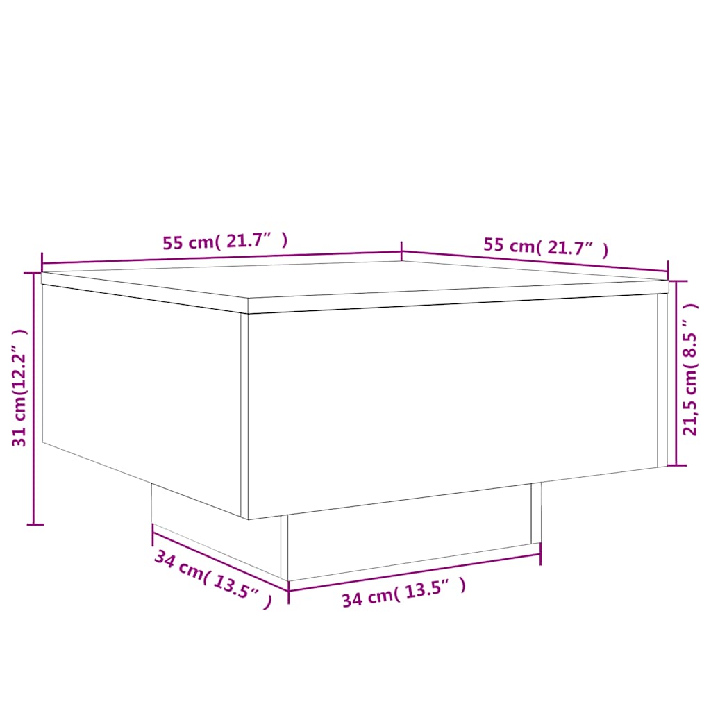 Table basse noir 55x55x31 cm bois d'ingénierie - XIOS