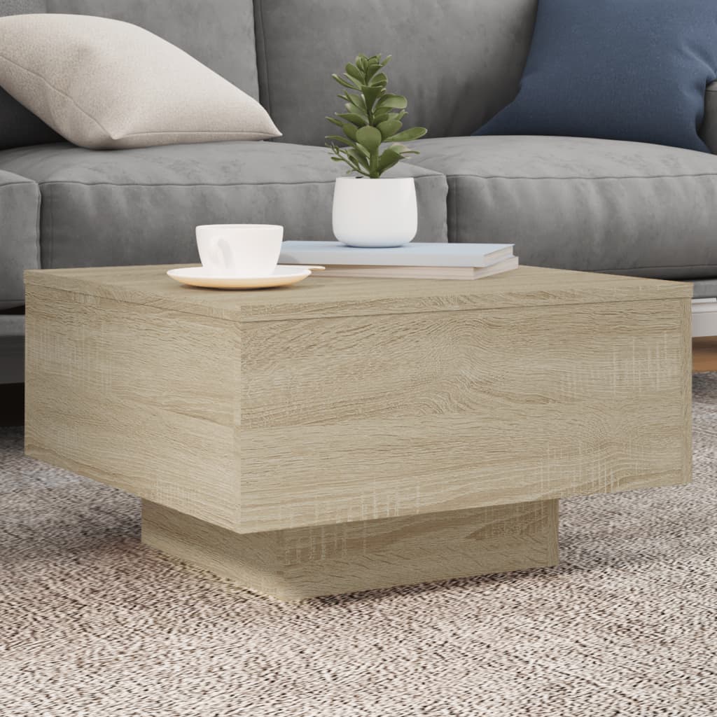Table basse chêne sonoma 55x55x31 cm bois d'ingénierie - XIOS