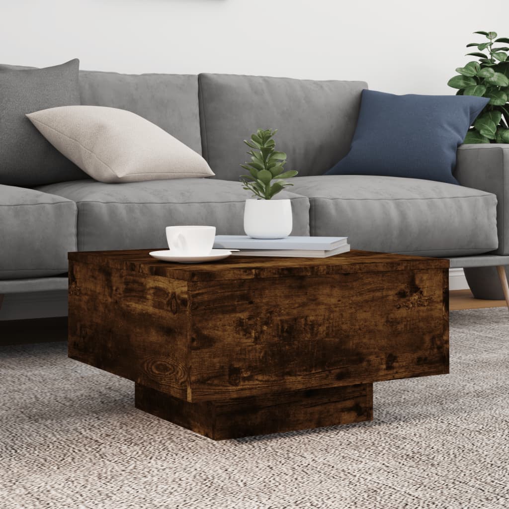 Table basse chêne fumé 55x55x31 cm bois d'ingénierie - XIOS