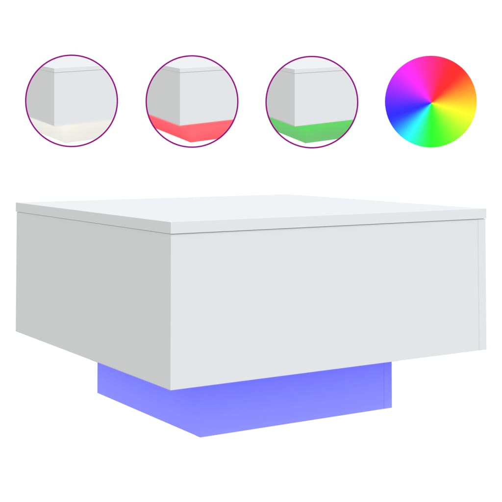 Table basse avec lumières LED blanc 55x55x31 cm - XIOS