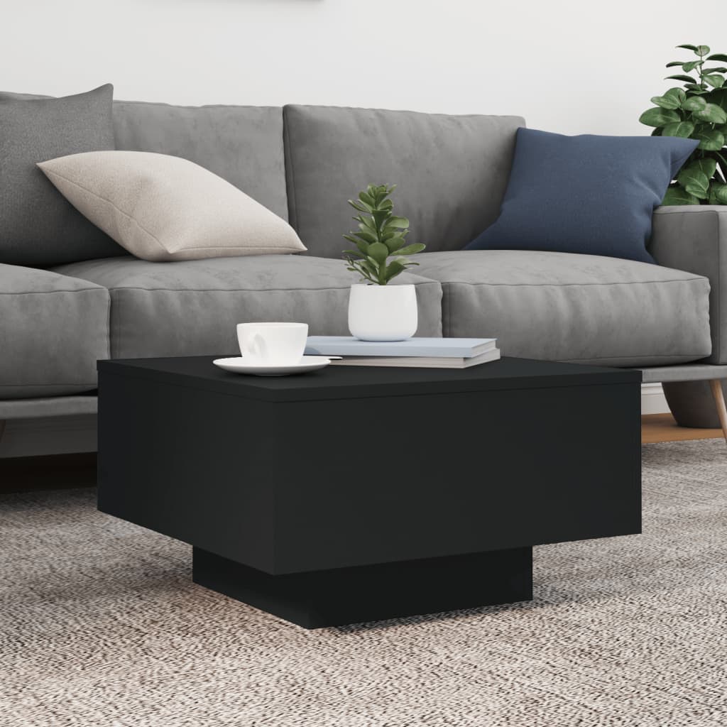 Table basse avec lumières LED noir 55x55x31 cm - XIOS