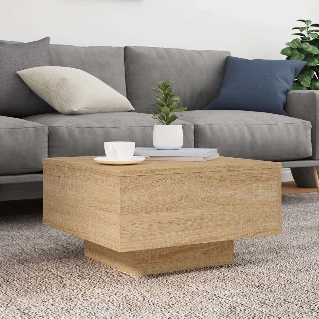 Table basse avec lumières LED chêne sonoma 55x55x31 cm - XIOS