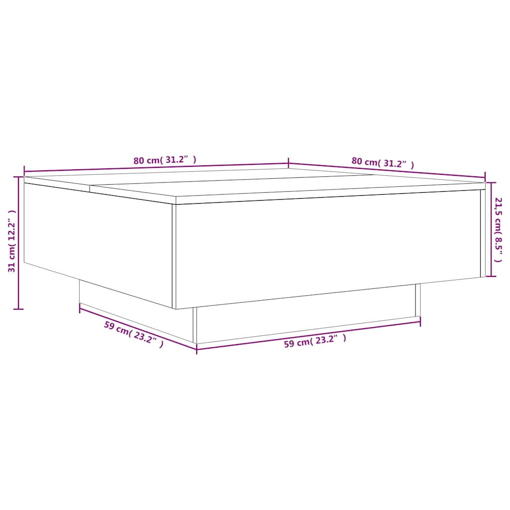 Table basse noir 80x80x31 cm bois d'ingénierie - XIOS