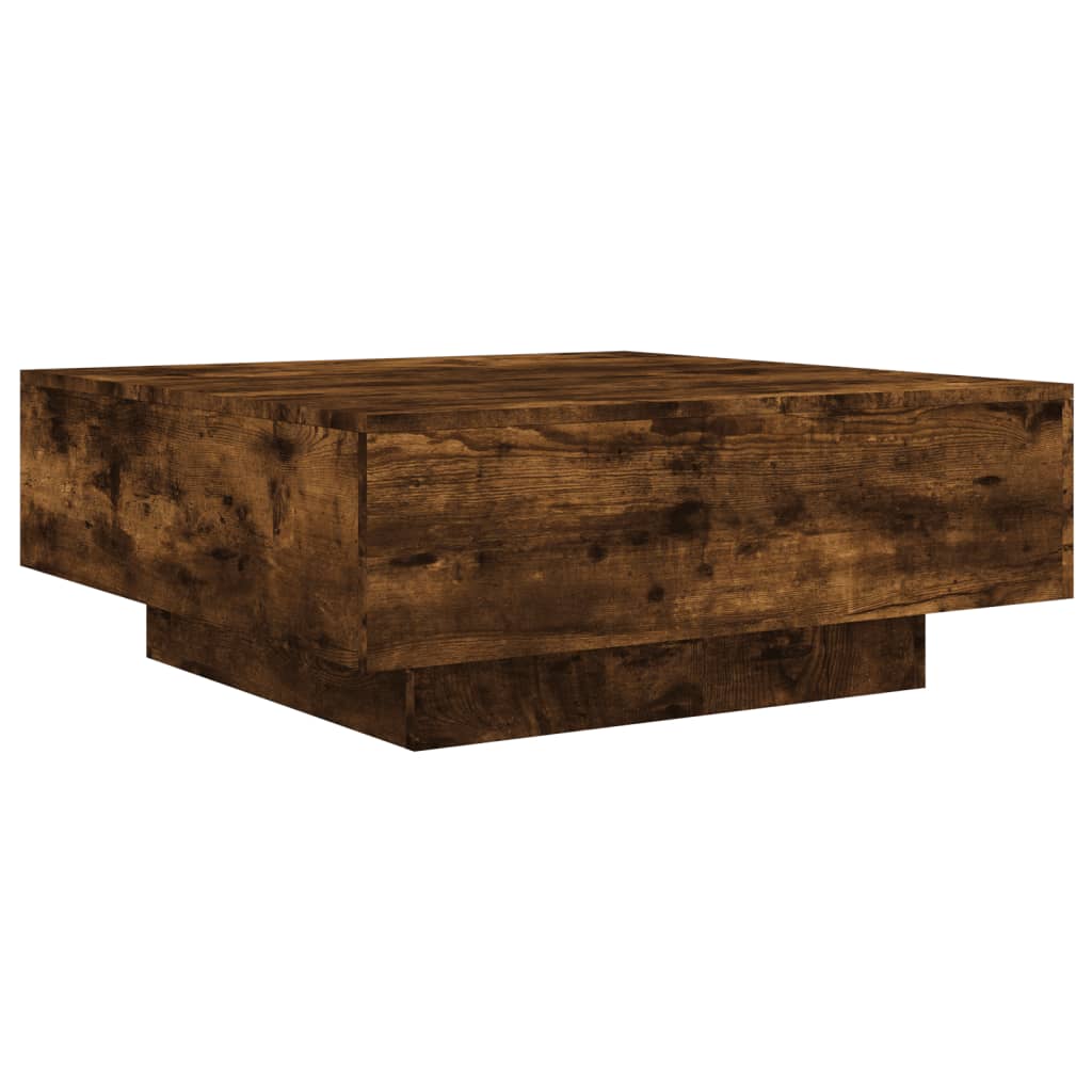 Table basse chêne fumé 80x80x31 cm bois d'ingénierie XIOS