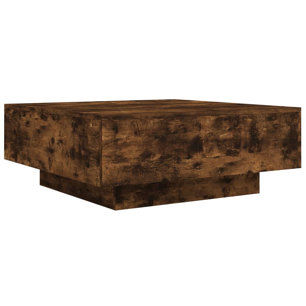 Table basse chêne fumé 80x80x31 cm bois d'ingénierie XIOS