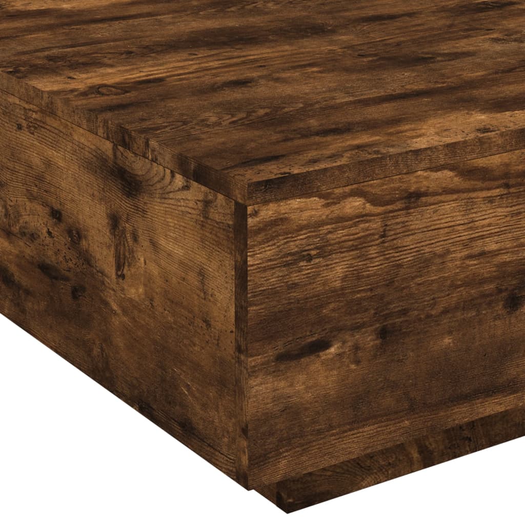 Table basse chêne fumé 80x80x31 cm bois d'ingénierie XIOS