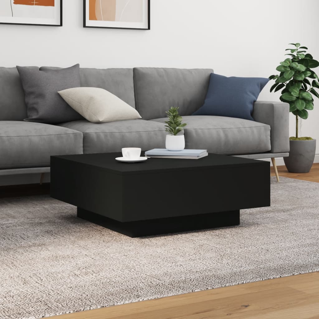 Table basse avec lumières LED noir 80x80x31 cm - XIOS