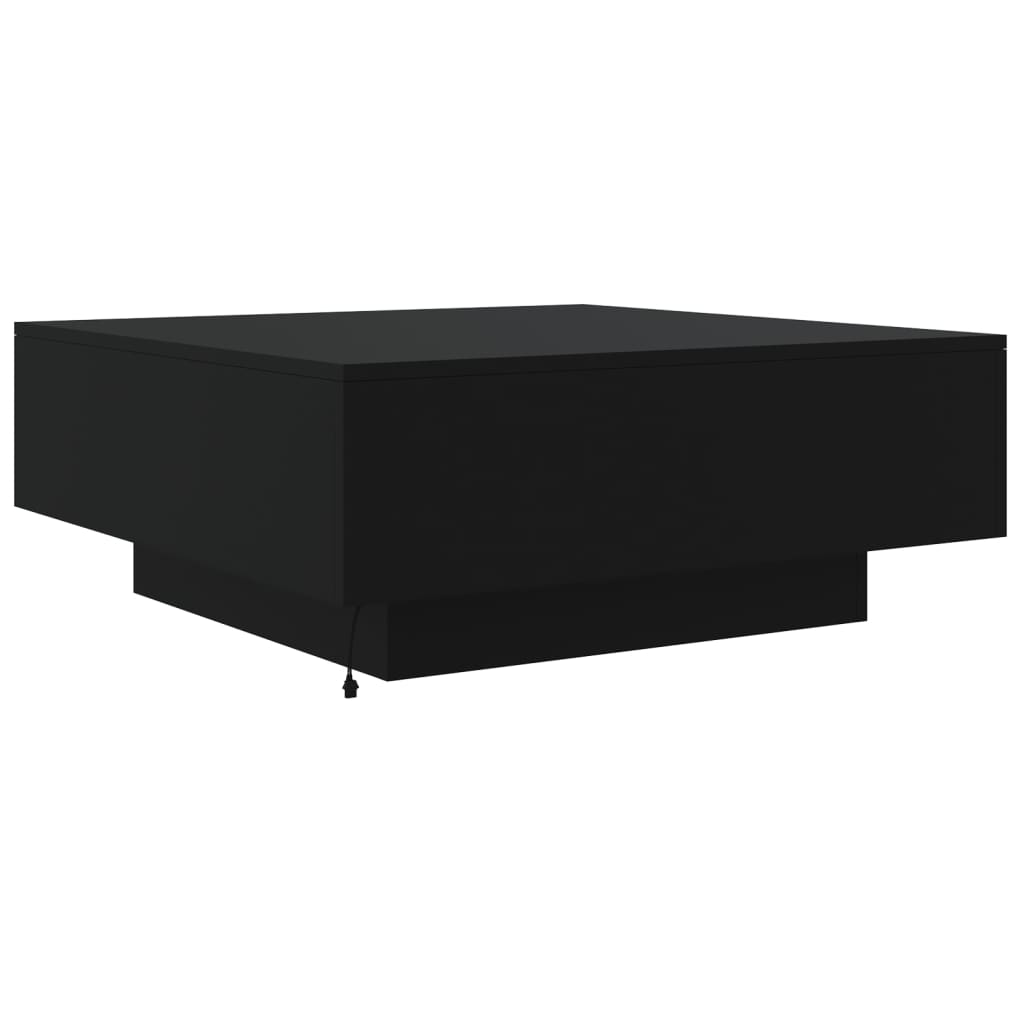 Table basse avec lumières LED noir 80x80x31 cm - XIOS